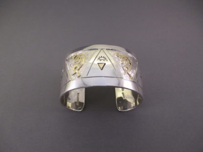 Fortune Huntinghorse Sterling Silver & 14kt Gold Overlay ‘Kokopelli’ Bracelet