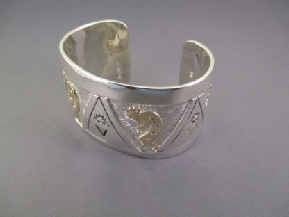 Fortune Huntinghorse Sterling Silver & 14kt Gold Overlay ‘Kokopelli’ Bracelet