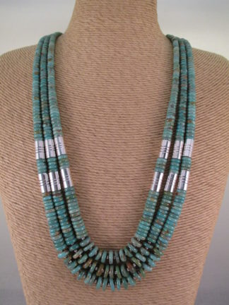 Three Strand Turquoise Necklace with Sterling Silver Accents