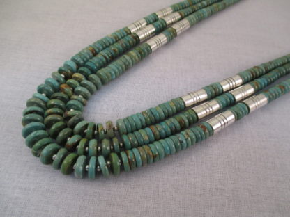 Three Strand Turquoise Necklace with Sterling Silver Accents