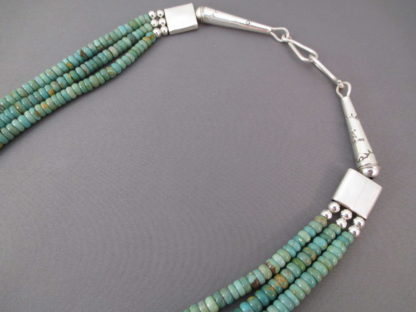 Three Strand Turquoise Necklace with Sterling Silver Accents