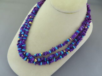 Sugilite Necklace with Gold & Turquoise Accents