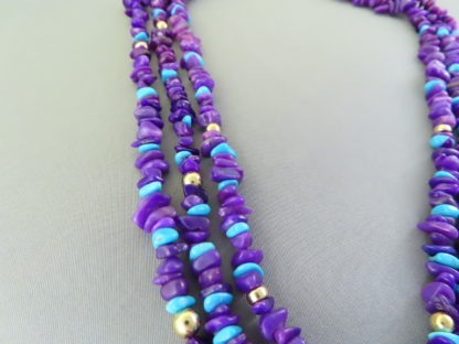 Sugilite Necklace with Gold & Turquoise Accents