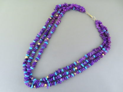 Sugilite Necklace with Gold & Turquoise Accents