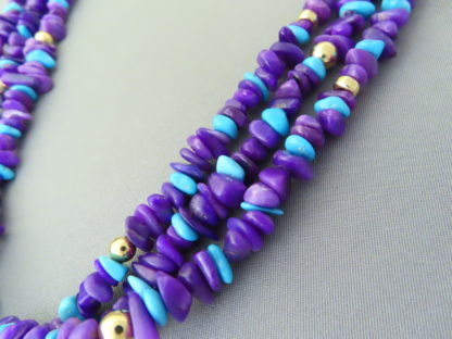 Sugilite Necklace with Gold & Turquoise Accents