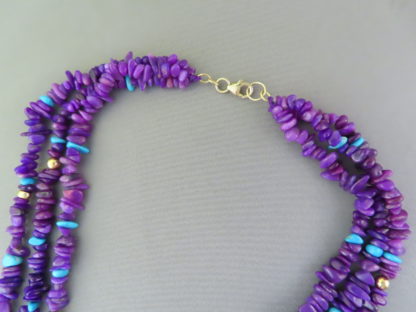 Sugilite Necklace with Gold & Turquoise Accents