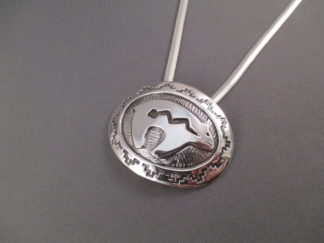 Sterling Silver Bear Necklace by Native American Wichita Indian jewelry artist, Fortune Huntinghorse