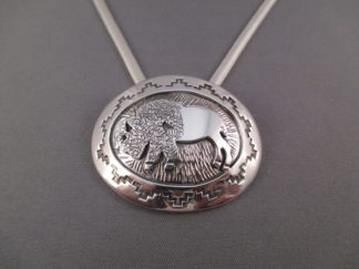 Sterling Silver 'Bison' Necklace by Native American Wichita Indian jewelry artist, Fortune Huntinghorse