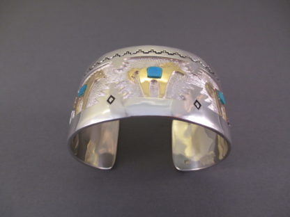 Gold & Silver ‘Horse’ Cuff Bracelet by Dina Huntinghorse
