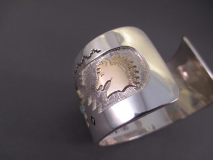 Gold & Silver ‘Horse’ Cuff Bracelet by Dina Huntinghorse