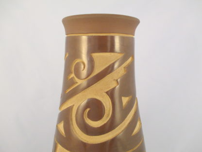 Ryan Roller Santa Clara Pueblo Pottery – Tall Carved Vase