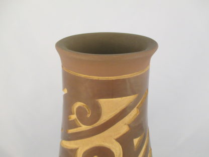 Ryan Roller Santa Clara Pueblo Pottery – Tall Carved Vase