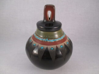 Smaller & Lidded San Ildefonso Pueblo Pottery by Native American San Ildefanso Pueblo Indian pottery artist, Russell Sanchez