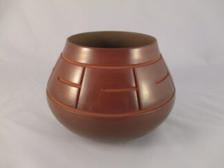 Santa Clara Pottery - Carved Brown-Fired Pottery Bowl by Native American potter, Jordan Roller $1,875-