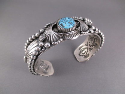 Large Delbert Gordon Sterling Silver Cuff with Kingman Turquoise