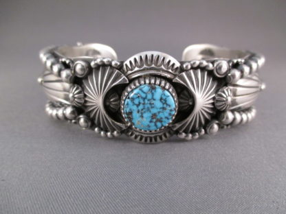 Large Delbert Gordon Sterling Silver Cuff with Kingman Turquoise