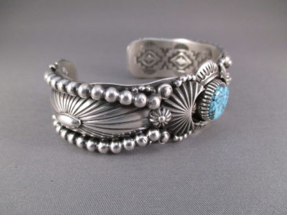 Large Delbert Gordon Sterling Silver Cuff with Kingman Turquoise