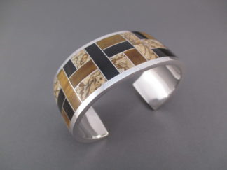 Multi-Stone Inlay Cuff Bracelet (Wide) by Navajo inlay jewelry artist, Peterson Chee $795-