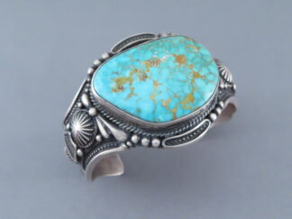 Pilot Mountain Turquoise Cuff Bracelet by Navajo Indian jewelry artist, Harry H. Begay FOR SALE $1,595-