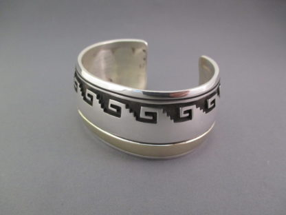 Sterling Silver & 14 kt Gold Cuff Bracelet by Herbert Begaye