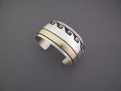 Sterling Silver & 14 kt Gold Cuff Bracelet by Herbert Begaye