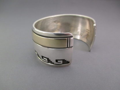 Sterling Silver & 14 kt Gold Cuff Bracelet by Herbert Begaye