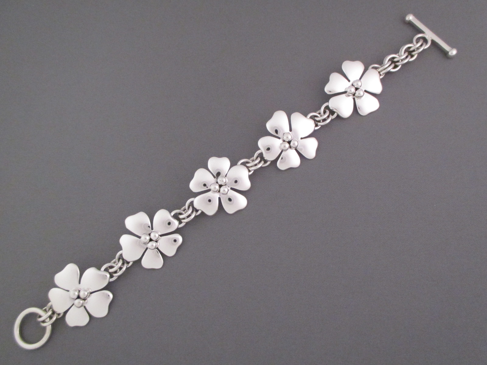 Navajo Jewelry - Sterling Silver 'Flower' Link Bracelet by Native American jewelry artist, Artie Yellowhorse $295-