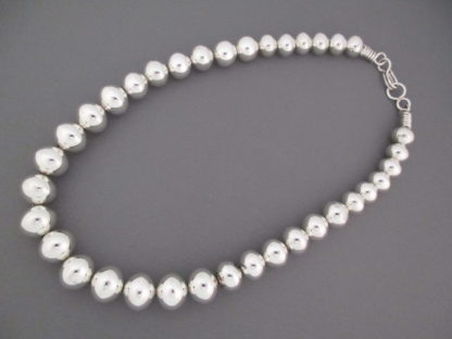 Polished Sterling Silver Bead Necklace (18″)