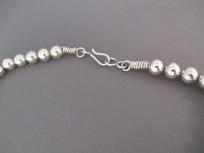 Polished Sterling Silver Bead Necklace (24″)