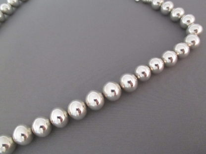 Polished Sterling Silver Bead Necklace (24″)