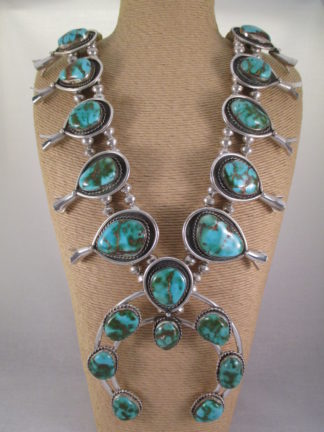 Antique Navajo Squash Blossom Necklace with Royston Turquoise $5,900-
