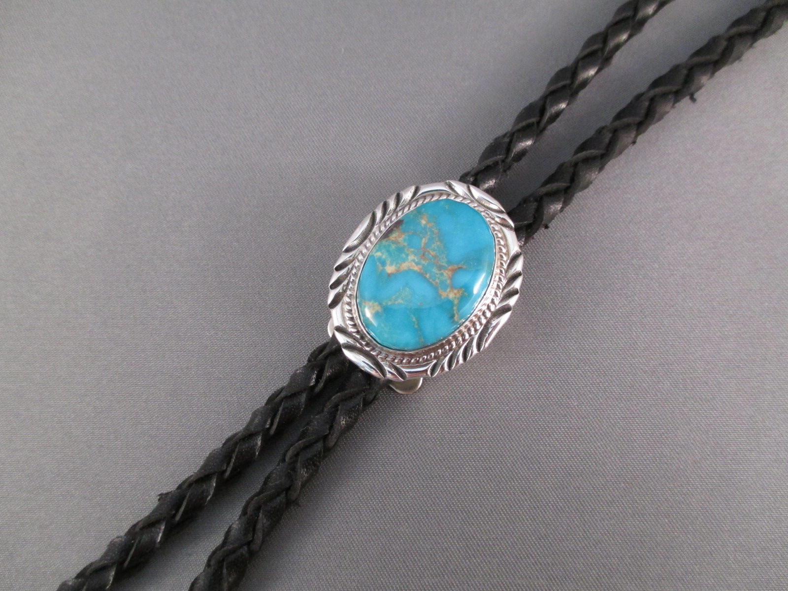 Simple Kingman Turquoise & Sterling Silver Bolo Tie