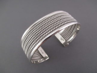 Buy Native American Jewelry - Sterling Silver 'Mesh' Cuff Bracelet by Navajo Indian jewelry artist, Artie Yellowhorse For Sale $325-