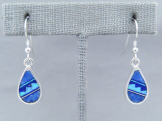 Shop Inlaid Jewelry - Lapis & Opal Inlay Teardrop Earrings by Native American jeweler, Tim Charlie $265- FOR SALE