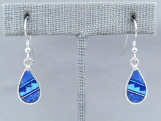 Shop Inlaid Jewelry - Lapis & Opal Inlay Teardrop Earrings by Native American jeweler, Tim Charlie $265- FOR SALE
