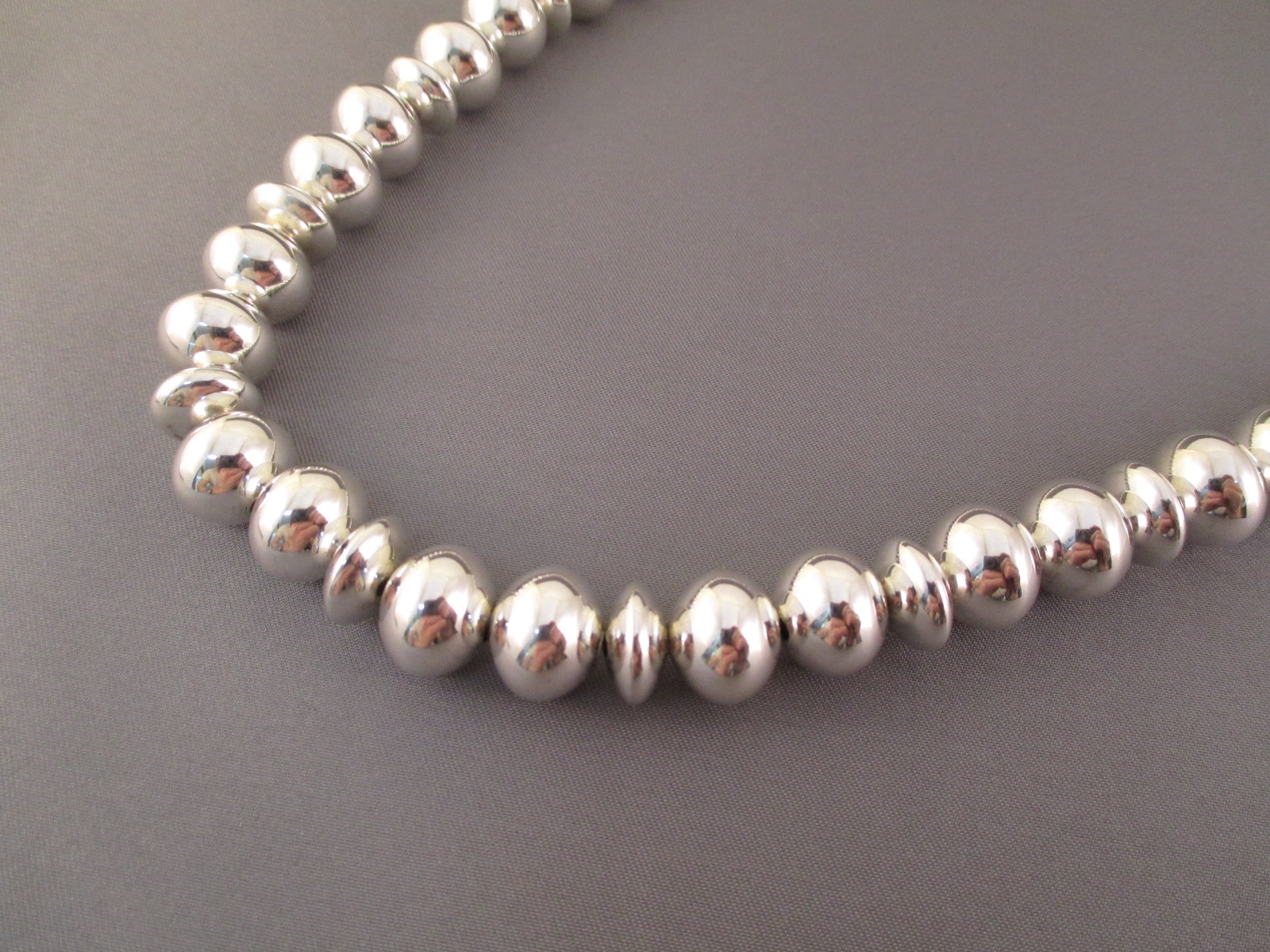 Sterling Silver 'Navajo Pearls' Bead Necklace Jewelry by Al Joe