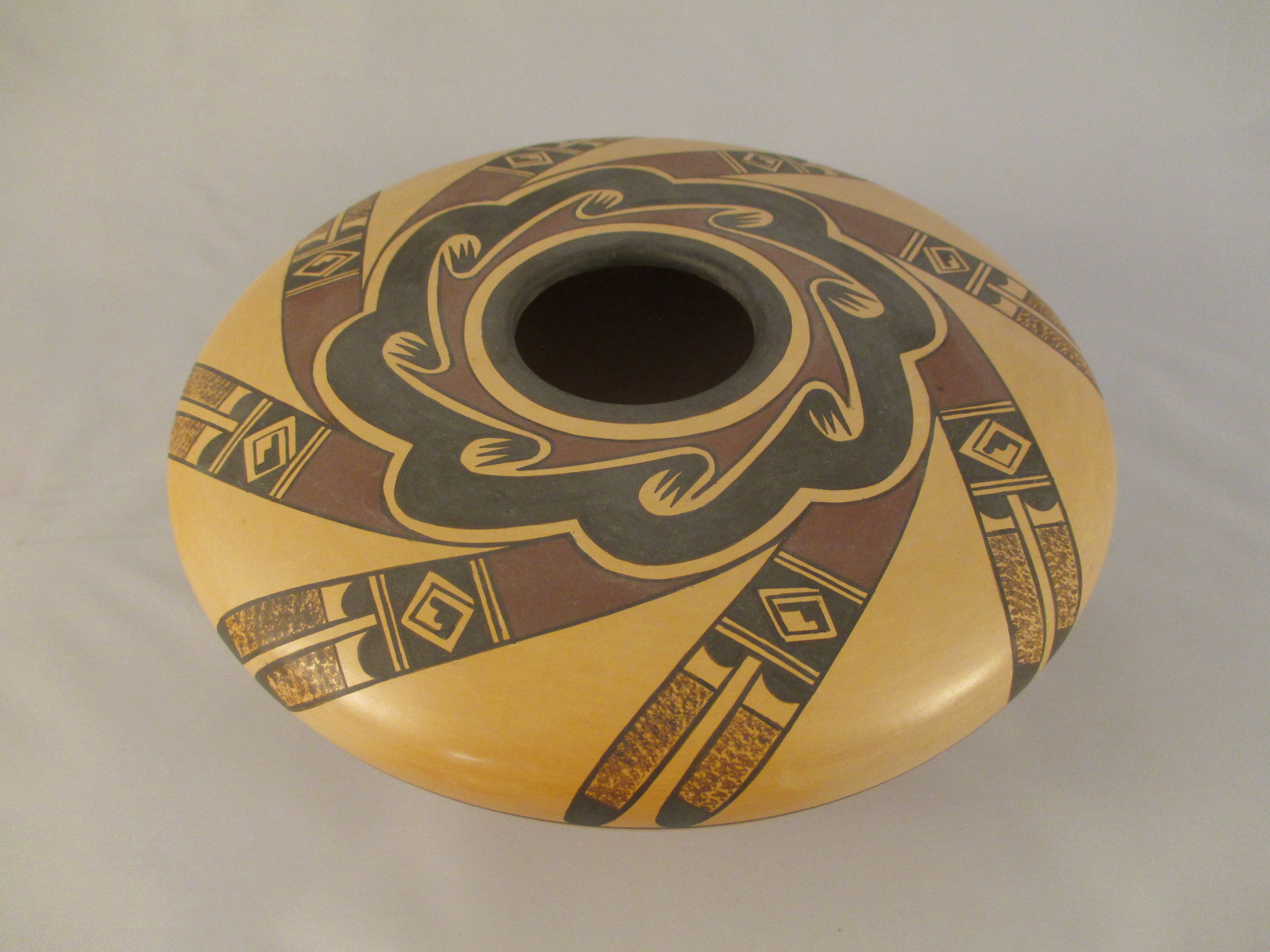 Hopi Indian Pottery - Wide Painted Pot by Native American (Hopi) potter, Fawn Navasie $950-