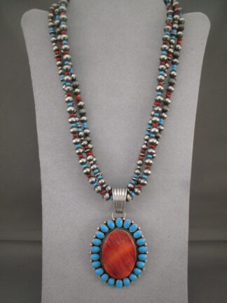 Spiny Oyster Shell & Sleeping Beauty Turquoise Necklace