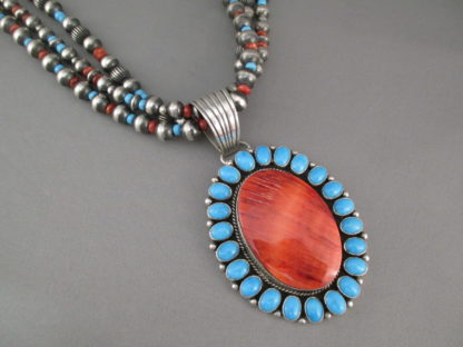 Spiny Oyster Shell & Sleeping Beauty Turquoise Necklace