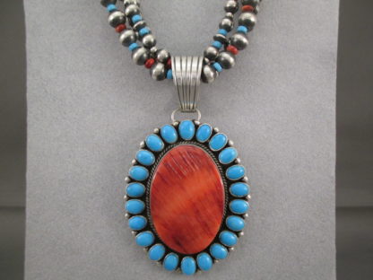 Spiny Oyster Shell & Sleeping Beauty Turquoise Necklace