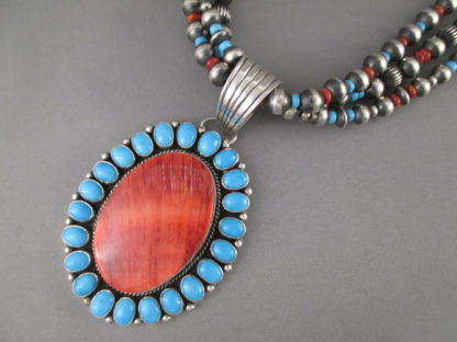 Spiny Oyster Shell & Sleeping Beauty Turquoise Necklace