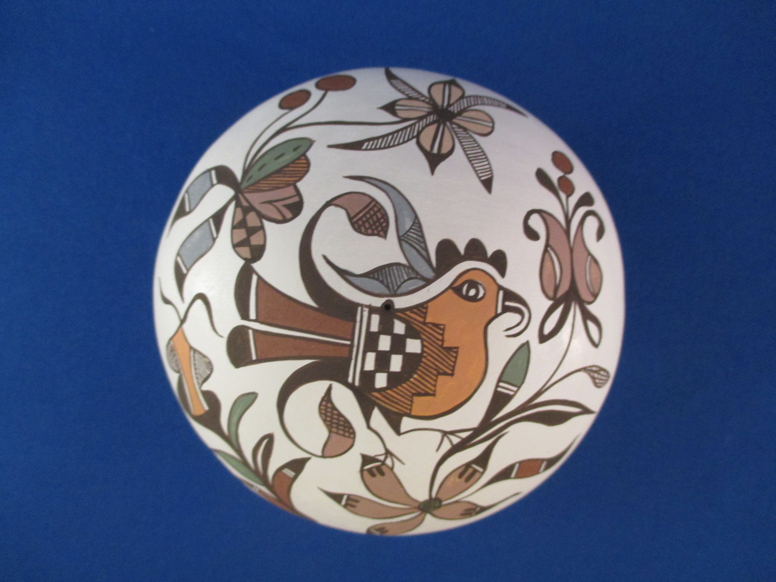 Acoma Seed Pot with Bird & Flowers by Acoma Pueblo Indian pottery artist, Diane Lewis-Garcia $250-