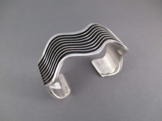 Sterling Silver Cuff Bracelet by Navajo jewelry artist, Jack Tom $495-