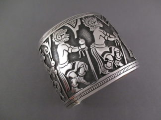 Native American Jewelry - Sterling Silver Overlay Cuff Bracelet by Hopi Indian jewelry artist, Roy Talahaftewa $850-