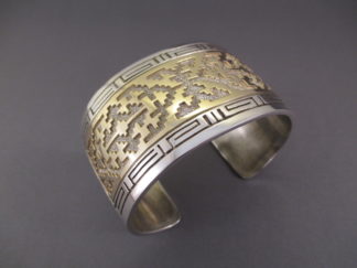 Wide Sterling Silver & 14kt Gold Cuff Bracelet by Navajo jewelry artist, Robert Taylor $1,600-