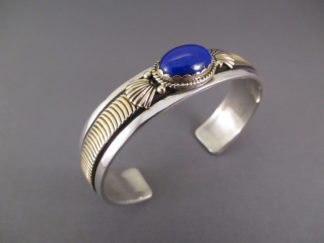 Sterling Silver, 14kt Gold, and Lapis Cuff Bracelet by Navajo jewelry artist, Herbert Begaye $675-