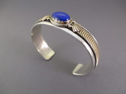 Herbert Begaye Lapis, Sterling Silver, & 14kt Gold Cuff Bracelet