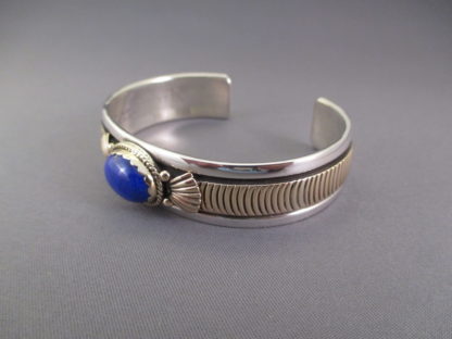 Herbert Begaye Lapis, Sterling Silver, & 14kt Gold Cuff Bracelet