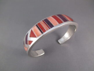 Ray Tracey Sugilite & Coral Inlay Cuff Bracelet