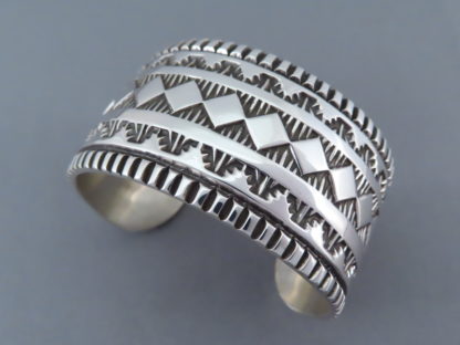 Wide Stamped Sterling Silver Cuff Bracelet